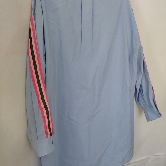 Escada Sport Blue Shirt with Pink and Brown Stripe Detail - Picture 2 of 3